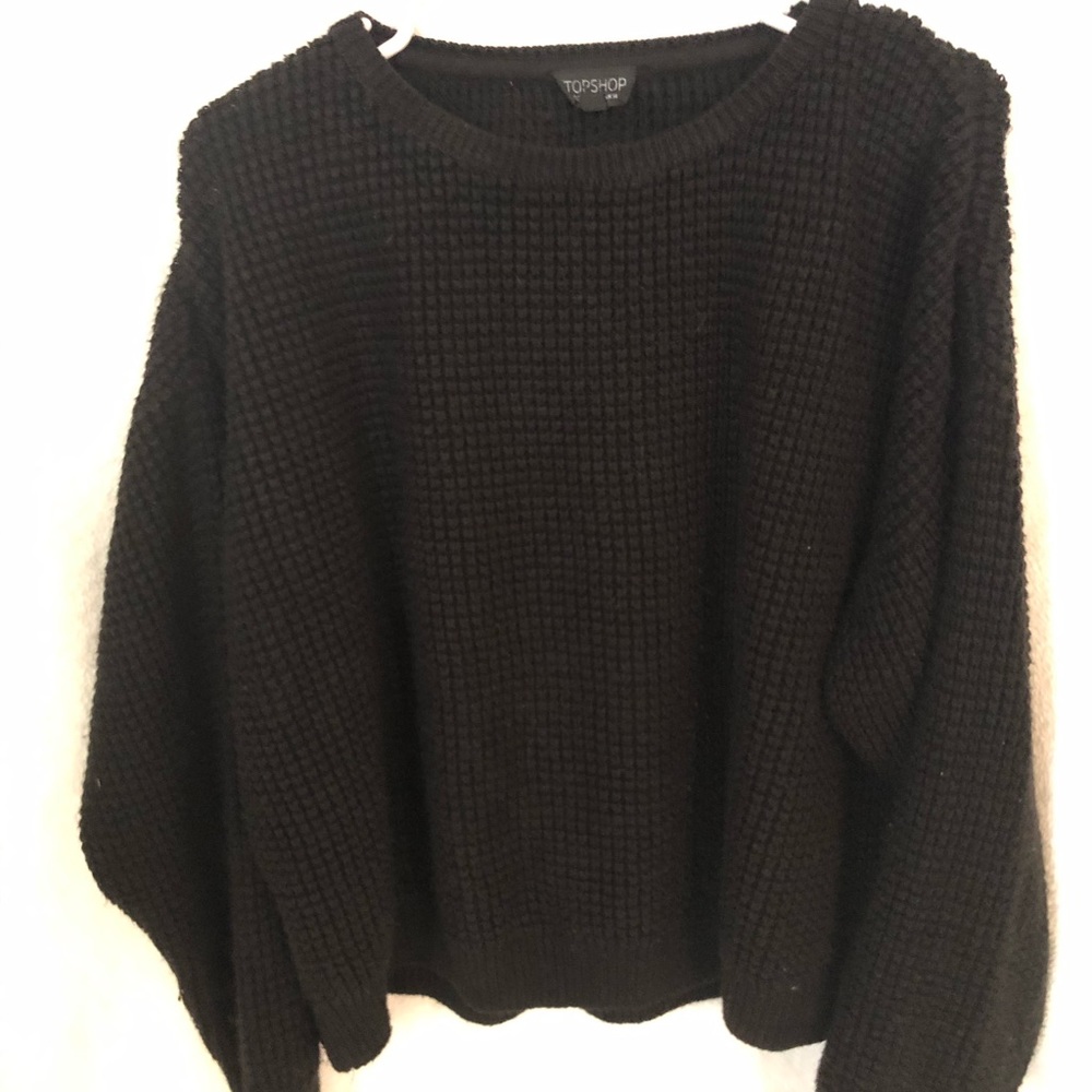 Topshop Black Waffle Knit Sweater Sz 10